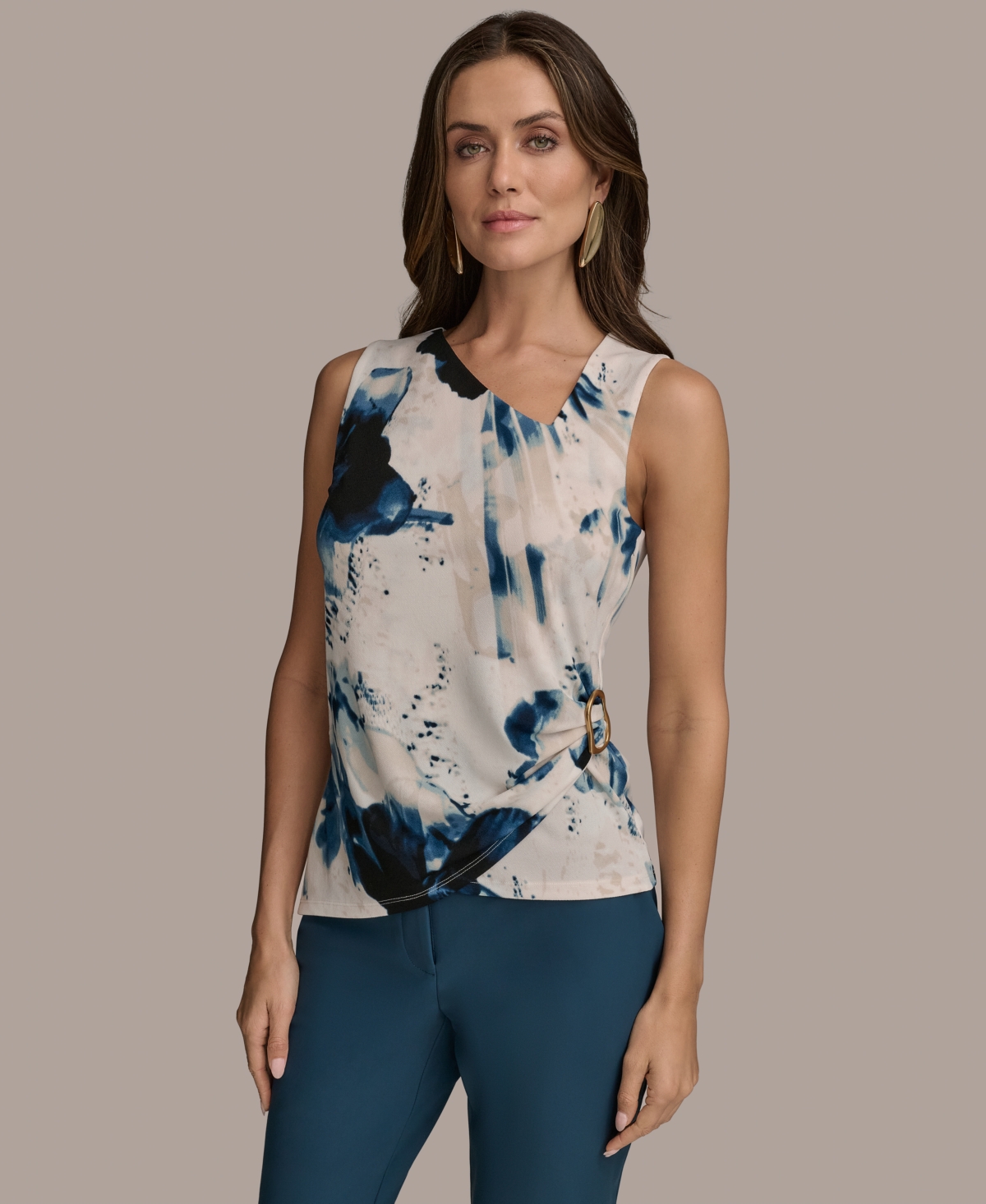 Donna Karan Women's Printed Asymmetric Sleeveless Top, Regular & Petite Sizes