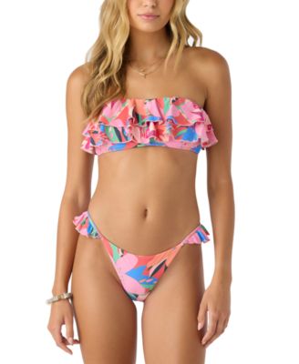 O'neill Oneill Juniors Cabana Strapless Ruffled Bikini Top Cabana Ruffle Bikini Bottoms