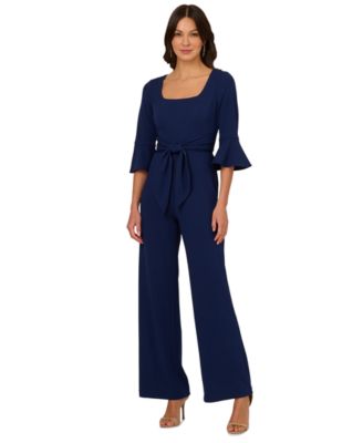 Adrianna Papell - Women's Square-Neck Bell-Sleeve Wide-Leg Jumpsuit