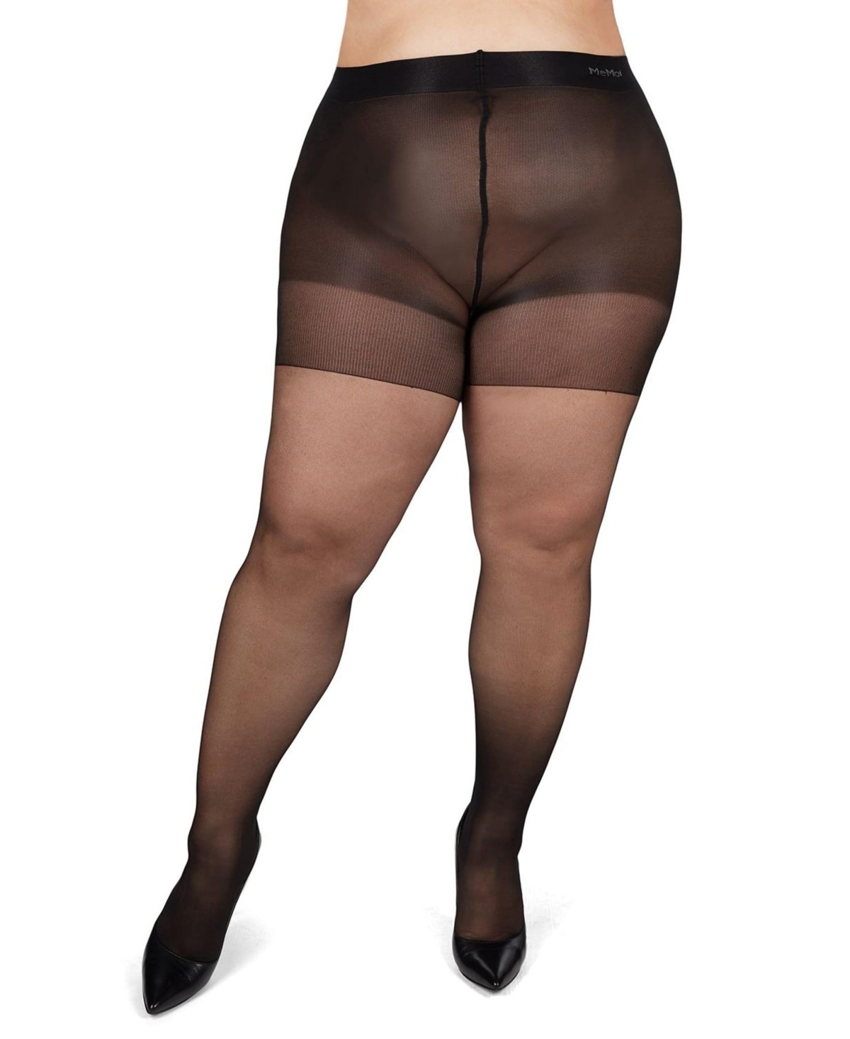 Memoi Plus Size Curvy Silky Sheer Control Top Pantyhose Mm-2210 In Black-red