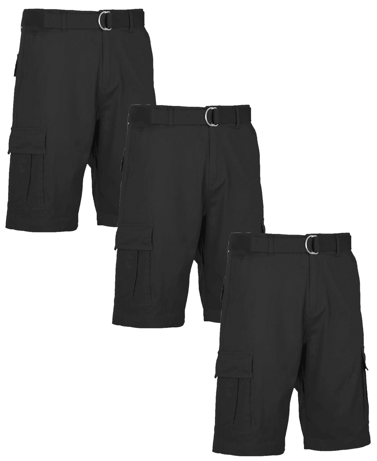 Blu Rock Men's 3-pack Flex Stretch Cargo Shorts In Black
