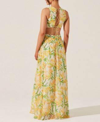 Women's Noya Floral-Print Open-Back Gown 