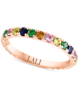 Multicolor Sapphire (3/8 ct. t.w.) & Tsavorite (1/8 ct. t.w.) Band Ring in 14k Rose Gold