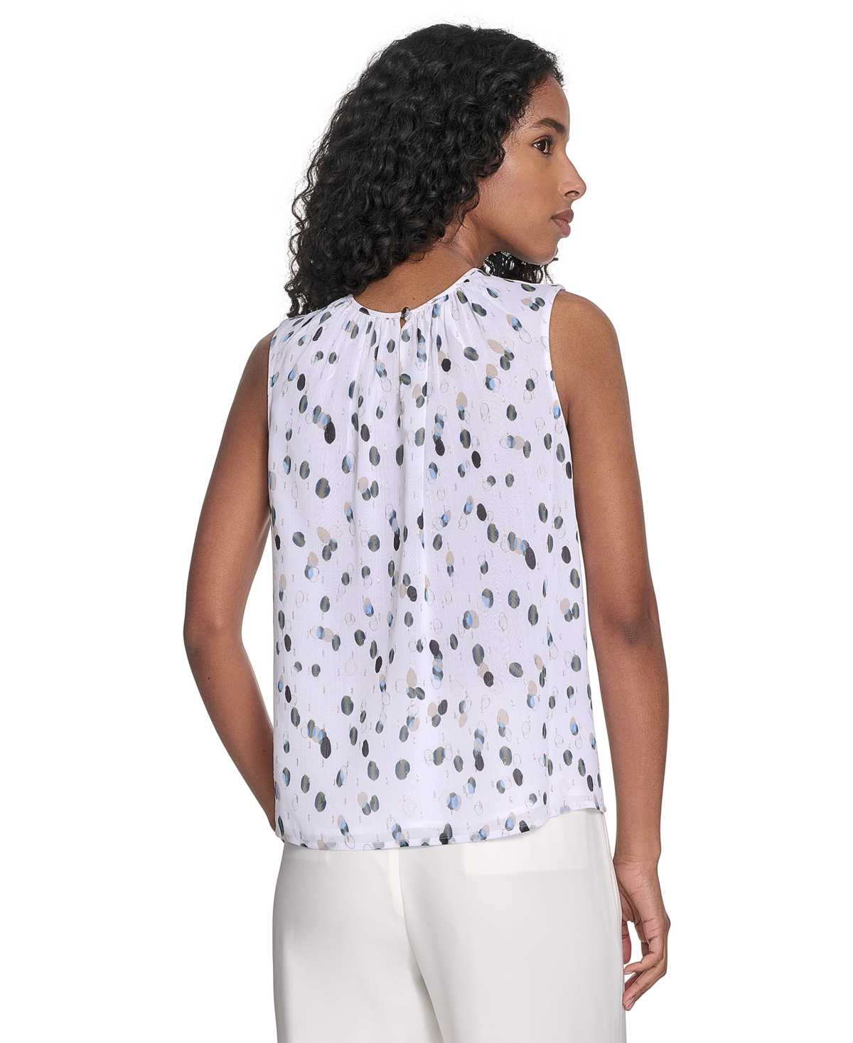 Shop Calvin Klein Women's Printed Sleeveless Blouse