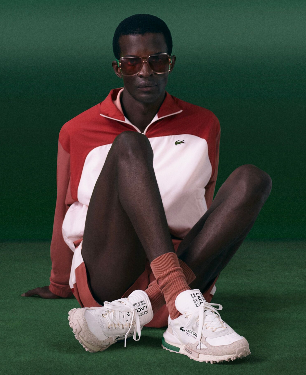 Lacoste Elite Active Logo-print Sneakers In White,dark Green