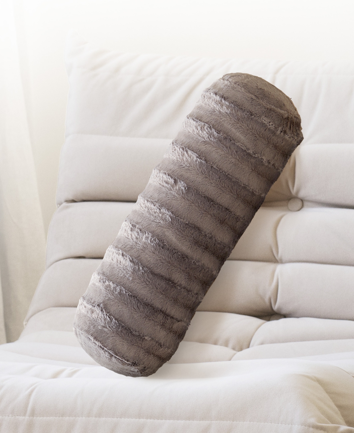 Cheer Collection Bolster Decorative Pillow Set, 8" X 24" In Gray