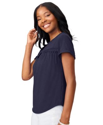 Women's Shirred Detail Short Sleeve Top
