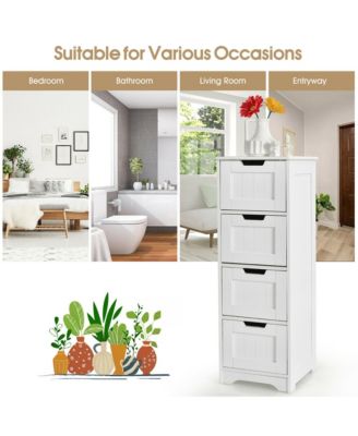 Bathroom Floor Cabinet Free-Standing Side Storage Organizer w/ 4 Drawers