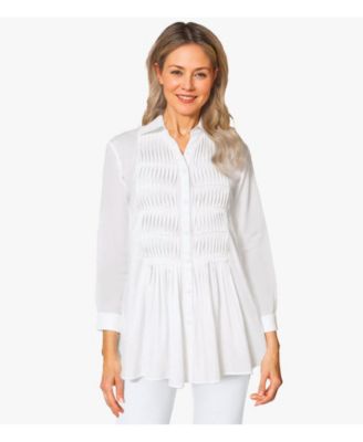 Women's Cotton Poplin Pintuck Detail Lucky Star Shirt