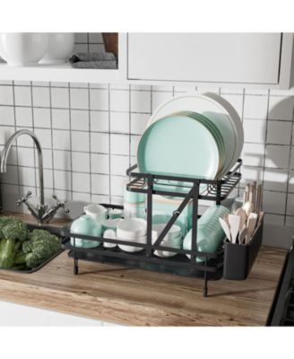 2-Tier Collapsible Dish Drainer Rack with Removable Drip Tray – Space-Saving Dish Drying Rack for Kitchen Organization