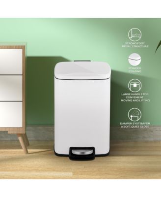 1.3 Gal./5 Liter Rectangular Matt White Step-on Trash Can for Bathroom and Office