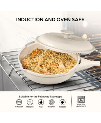 Zuka Ceramic 1.25 Qt. Ceramic 10 in 1 Nonstick Multi-Functional Saute Pan with Lid, Nylon Spoon