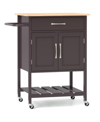 Rolling Kitchen Island Cart with Drawer and Towel Rack – Mobile Kitchen Storage and Prep Cart with Towel Holder