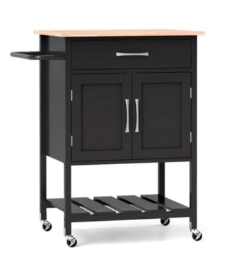 Rolling Kitchen Island Cart with Drawer and Towel Rack – Mobile Kitchen Storage and Prep Cart with Towel Holder