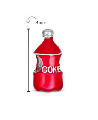 Sterling Silver Soda Lover Charm Bead - Red Enamel Coke Bottle