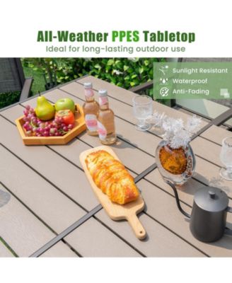 Large Outdoor Rectangle Dining Table with Metal Legs