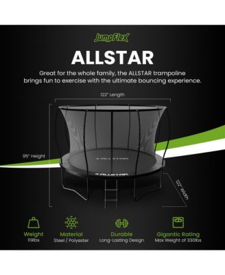 ALLSTAR 10 Ft Round Trampoline for Kids Outdoor Backyard Play Equipment Playset with Net Safety Enclosure and Ladder