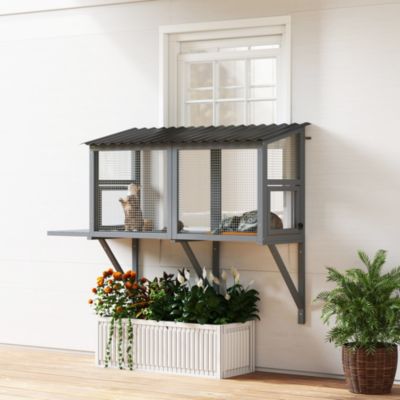 Outdoor Cat Catio, Cat Enclosure Window Perch with Jumping Platform