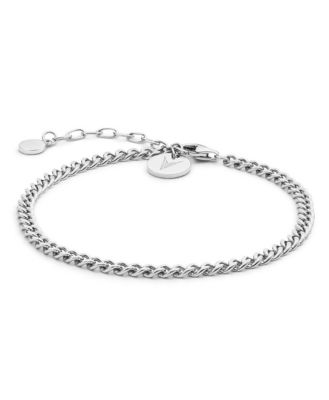 Women's Cuban Link Chain Bracelet in Stainless Steel, Adjustable 7"