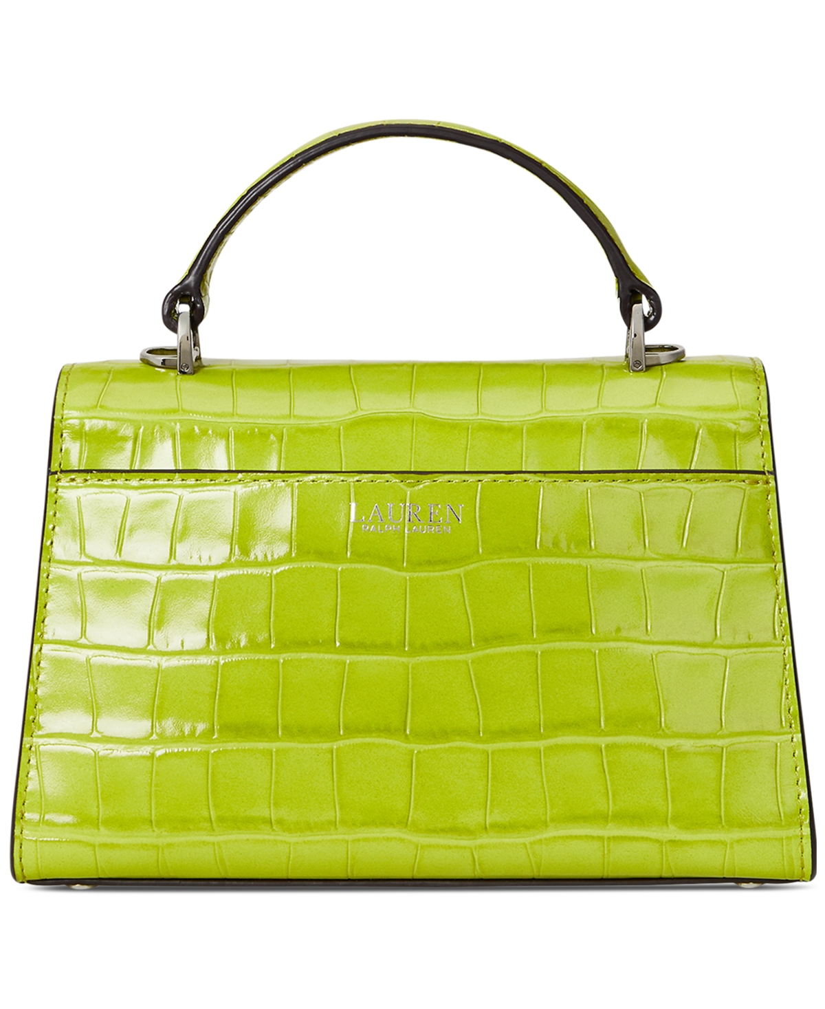 Ralph Lauren Crocodile-embossed Leather Small Farrah Satchel In Green