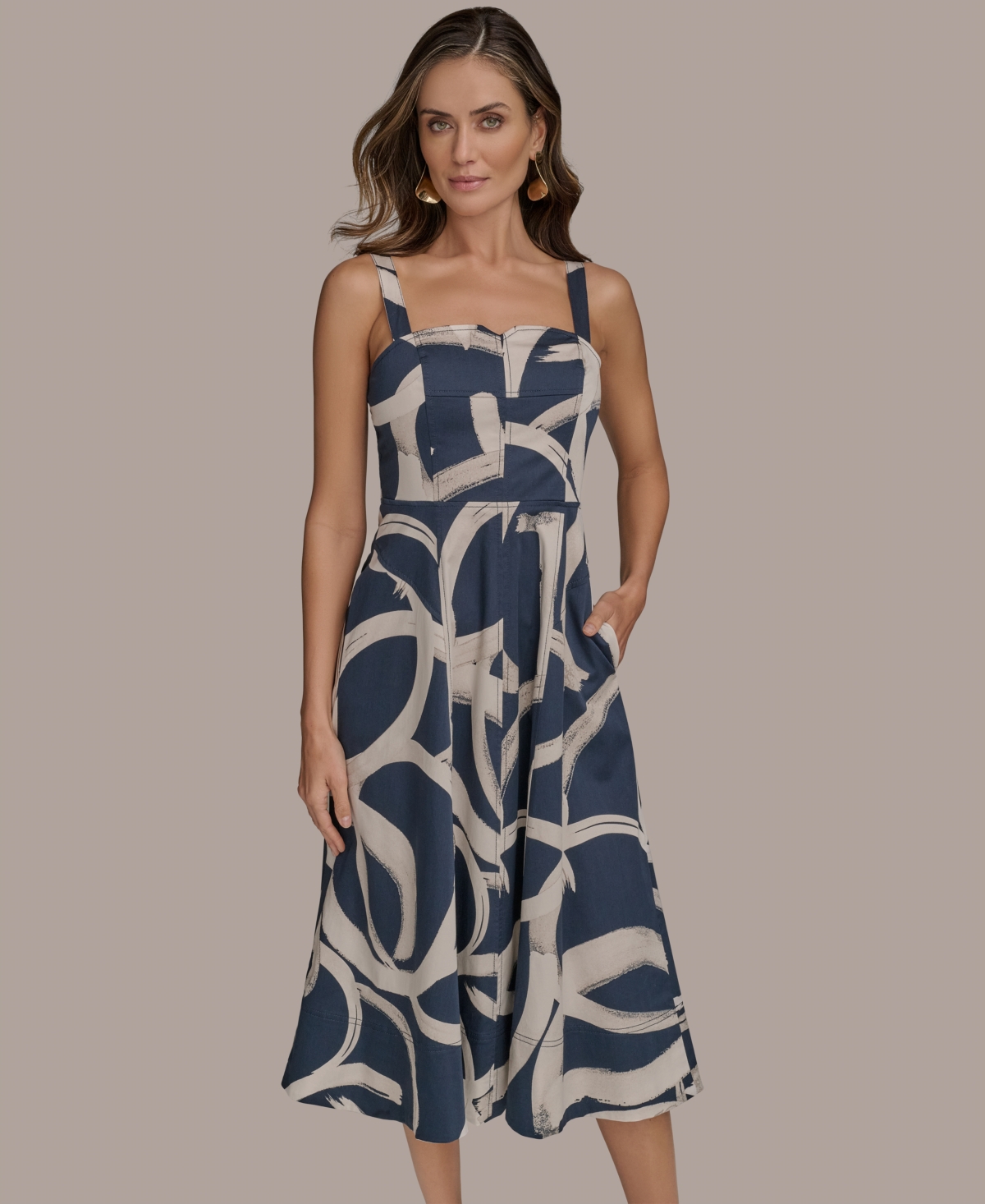 Donna Karan New York Abstract Print A-line Dress