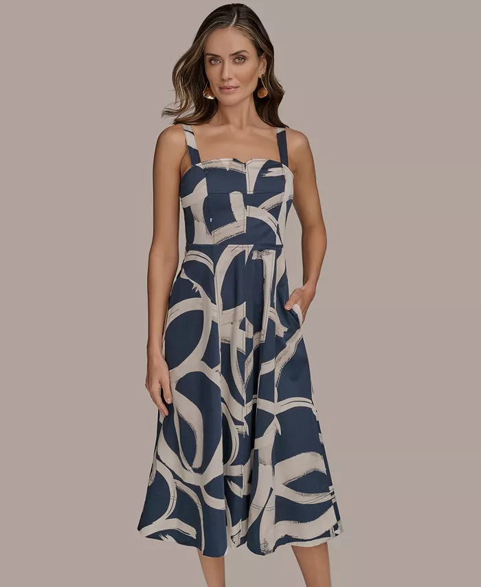Women's Printed A-Line Midi Dress - thumbnail 3