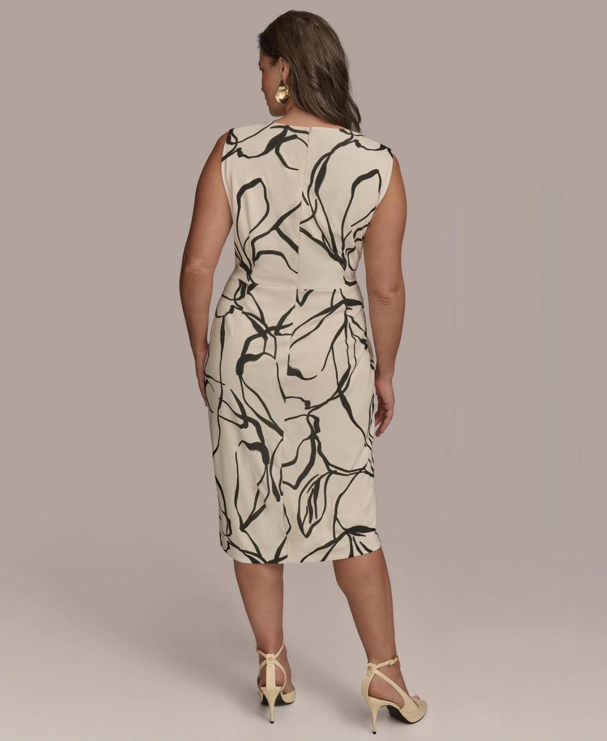 Donna Karan Plus Size Hardware-trim Side-twist Dress In White