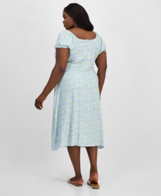 Trendy Plus Size Puff-Sleeve Midi Dress