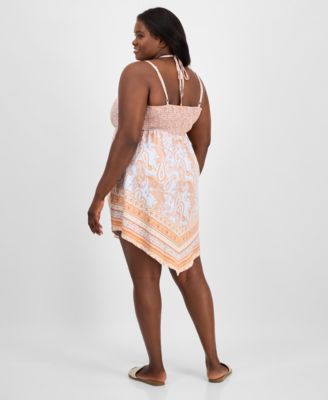 Trendy Plus Size Smocked Handkerchief-Hem Dress