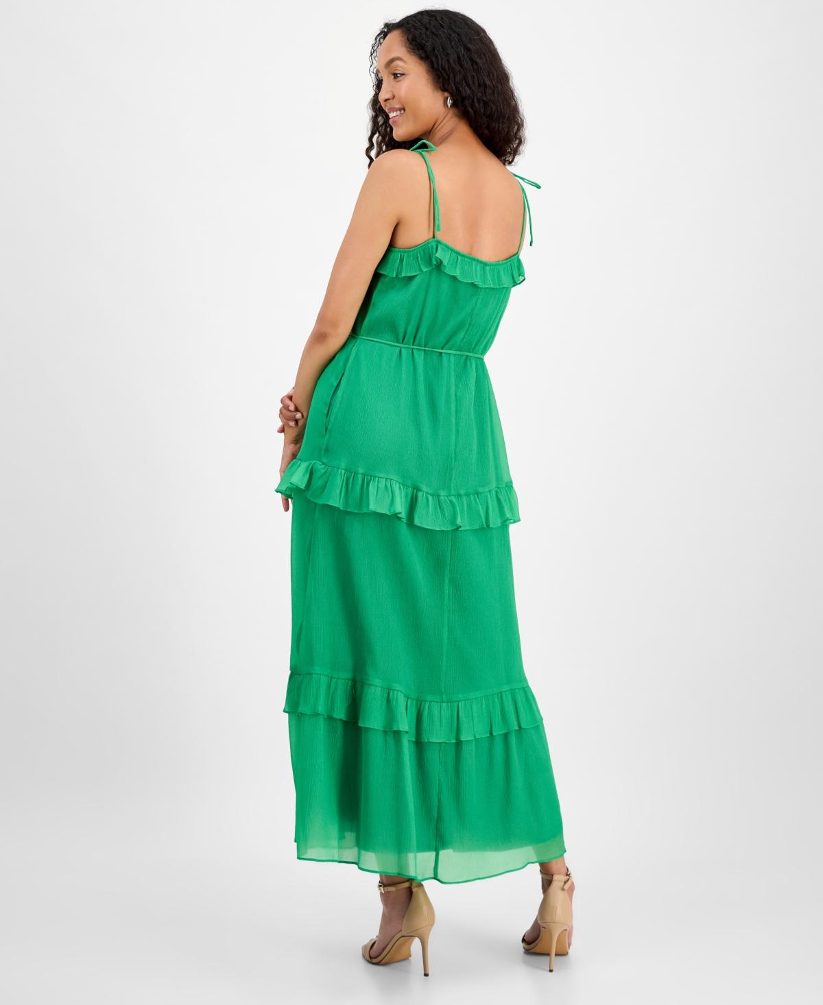 Julia Jordan Crinkled Chiffon Midi Dress