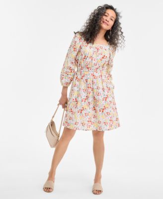 Style & Co - Women's Ditsy-Floral Printed Square-Neck Dress