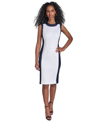 Calvin Klein - Women's Colorblocked Sleeveless Scuba Sheath Dress