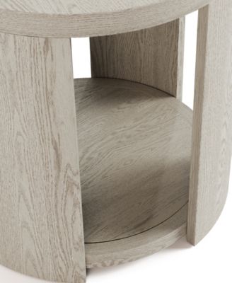 24" Oak Wood Rosin Round End Table