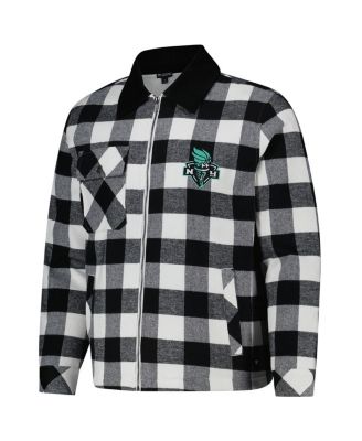 Men's and Women's Black/White New York Liberty Flannel Full-Zip Shacket