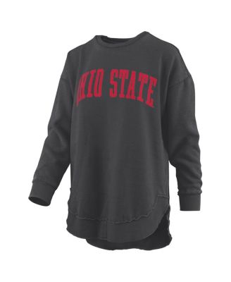 Women's&nbsp;Black Ohio State Buckeyes Melange Poncho Vintage Fleece Long Sleeve Pullover Sweatshirt