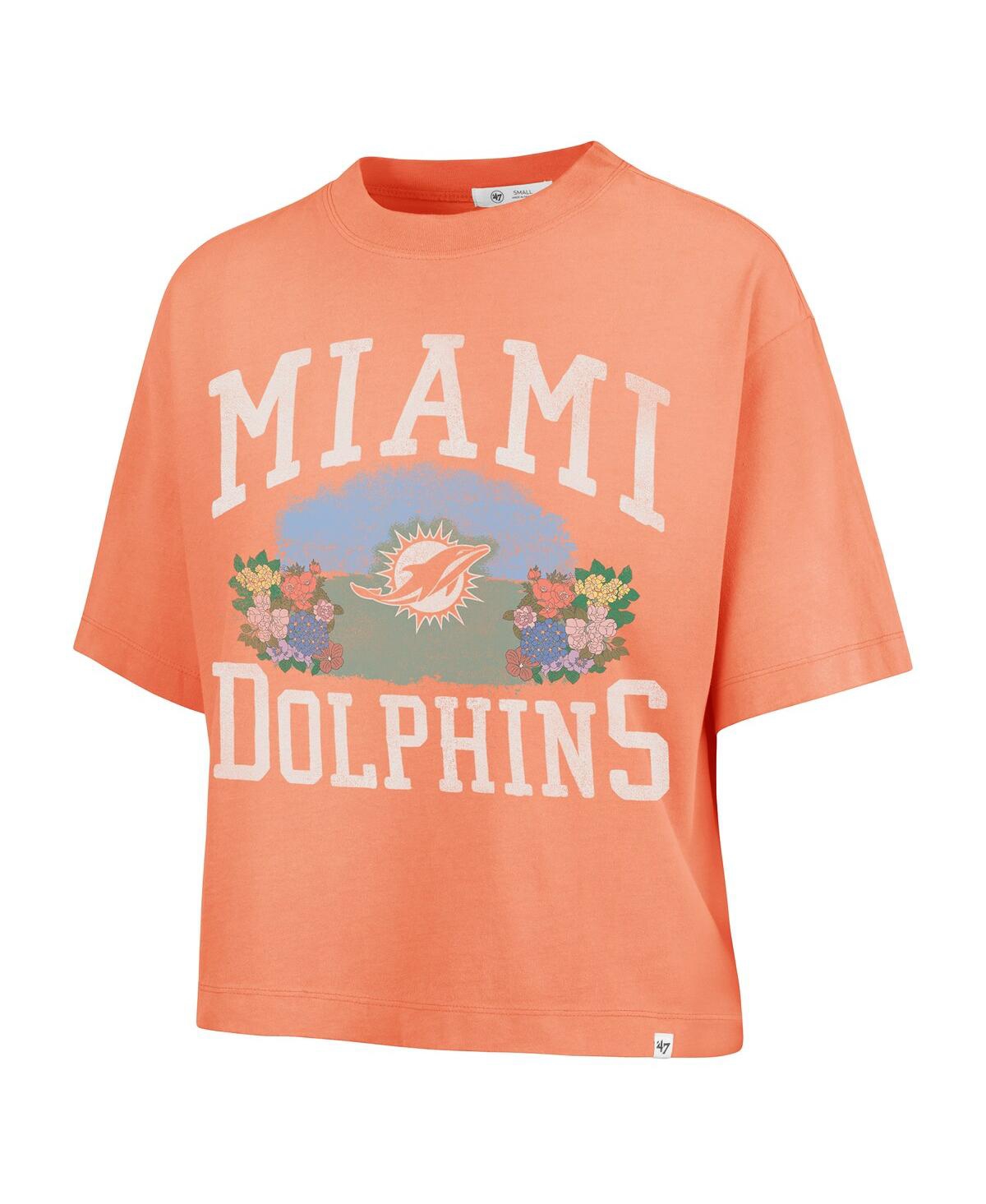 47 BRAND WOMEN'S ORANGE MIAMI DOLPHINS FLORENTINA MONTAUK CROPPED T-SHIRT 