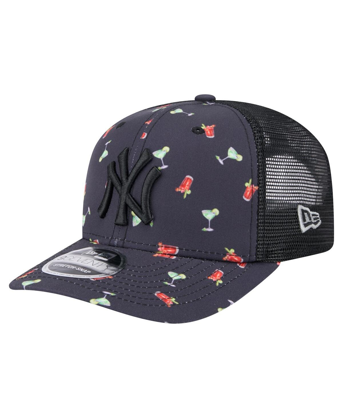 NEW ERA MEN'S BLACK NEW YORK YANKEES ADVENTURE DRINKS PATTERN 9SEVENTY STRETCH-SNAP HAT 