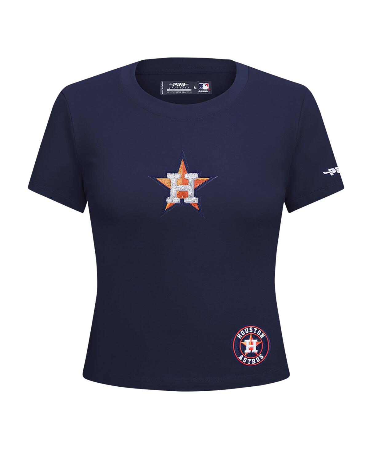 Pro Standard Women's Navy Houston Astros Game Day Classics Baby Doll Cropped T-shirt In Blue