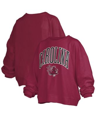 Pressbox - Women's&nbsp;Garnet South Carolina Gamecocks Janise Arch Over Logo Waist Length Oversized Pullover Sweatshirt