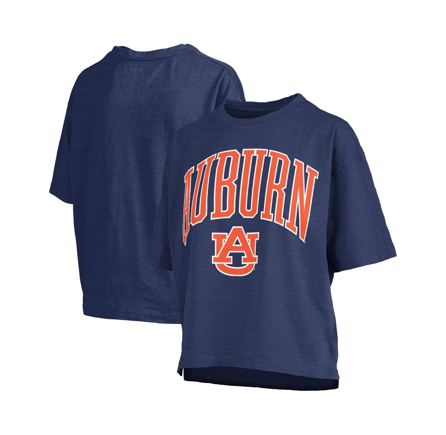Women's Navy Auburn Tigers Nelson Arch Over Logo Waist Length Oversized Slub T-Shirt