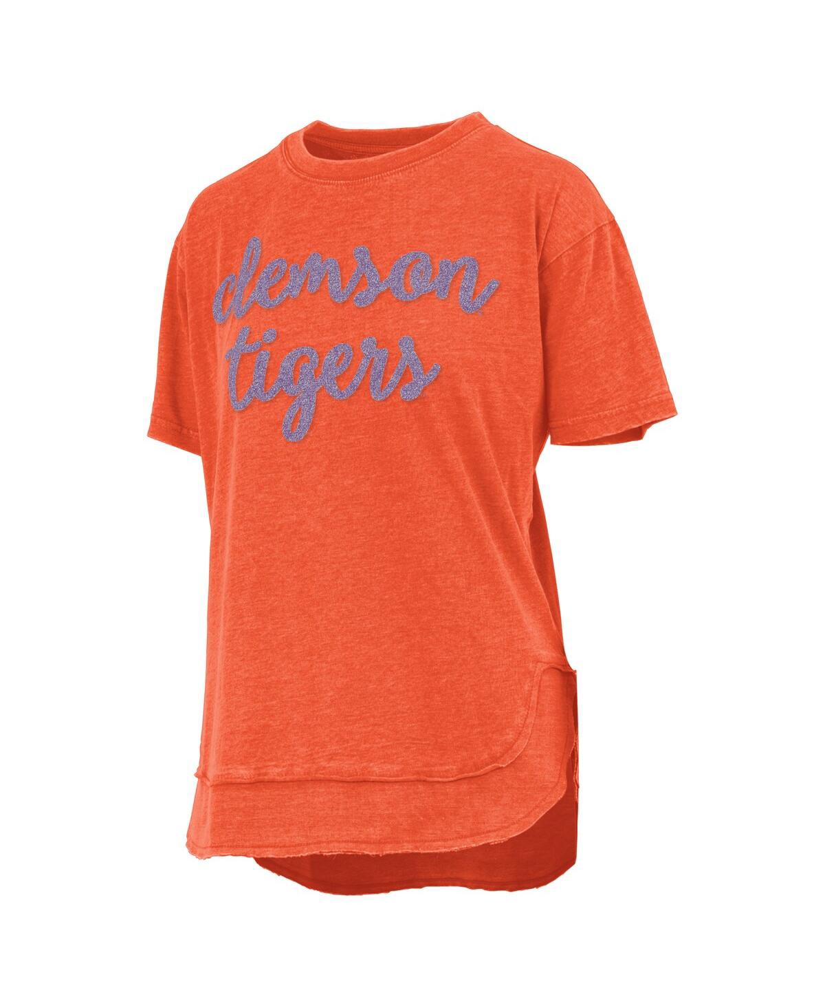 PRESSBOX WOMEN'SÂ ORANGE CLEMSON TIGERS PONCHO T-SHIRT 