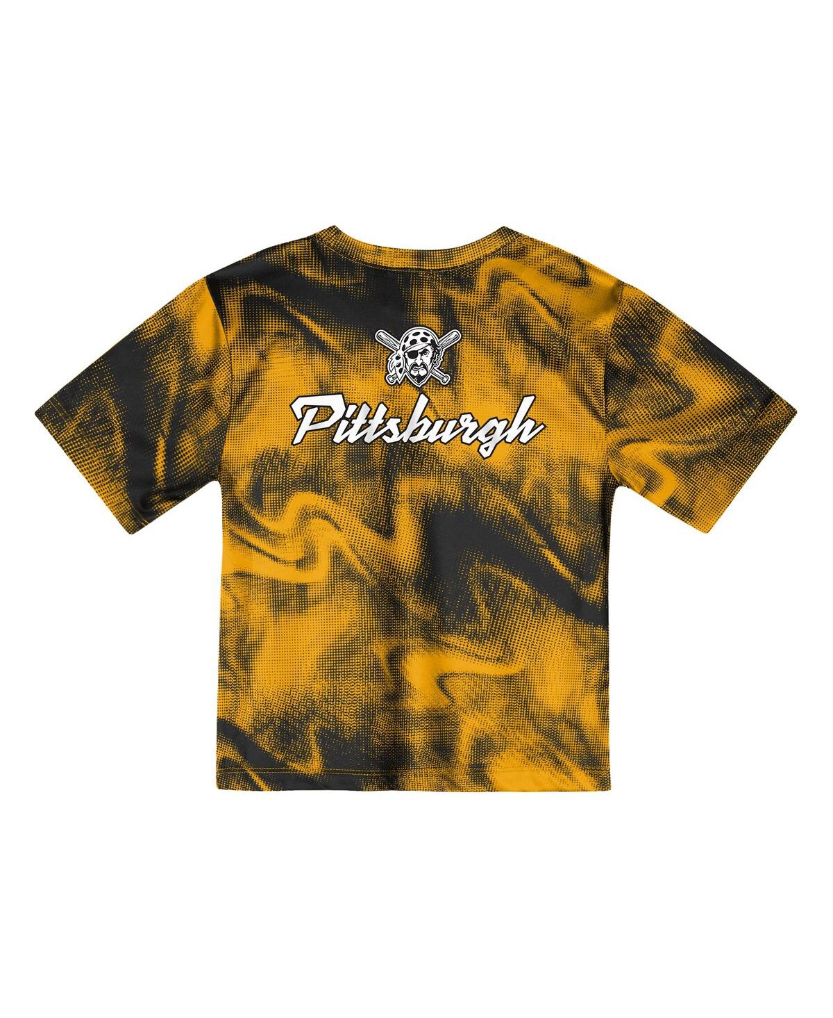 Outerstuff Toddler Gold/black Pittsburgh Pirates Pinch Hitter Infielder T-shirt And Shorts Set In Gold,black