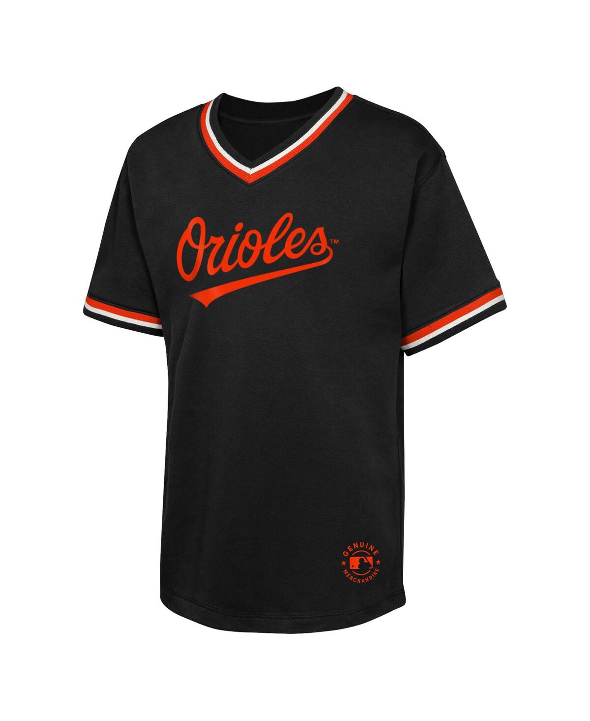 Outerstuff Big Boys And Girls Black Baltimore Orioles Relief Pitcher V-neck T-shirt In Black