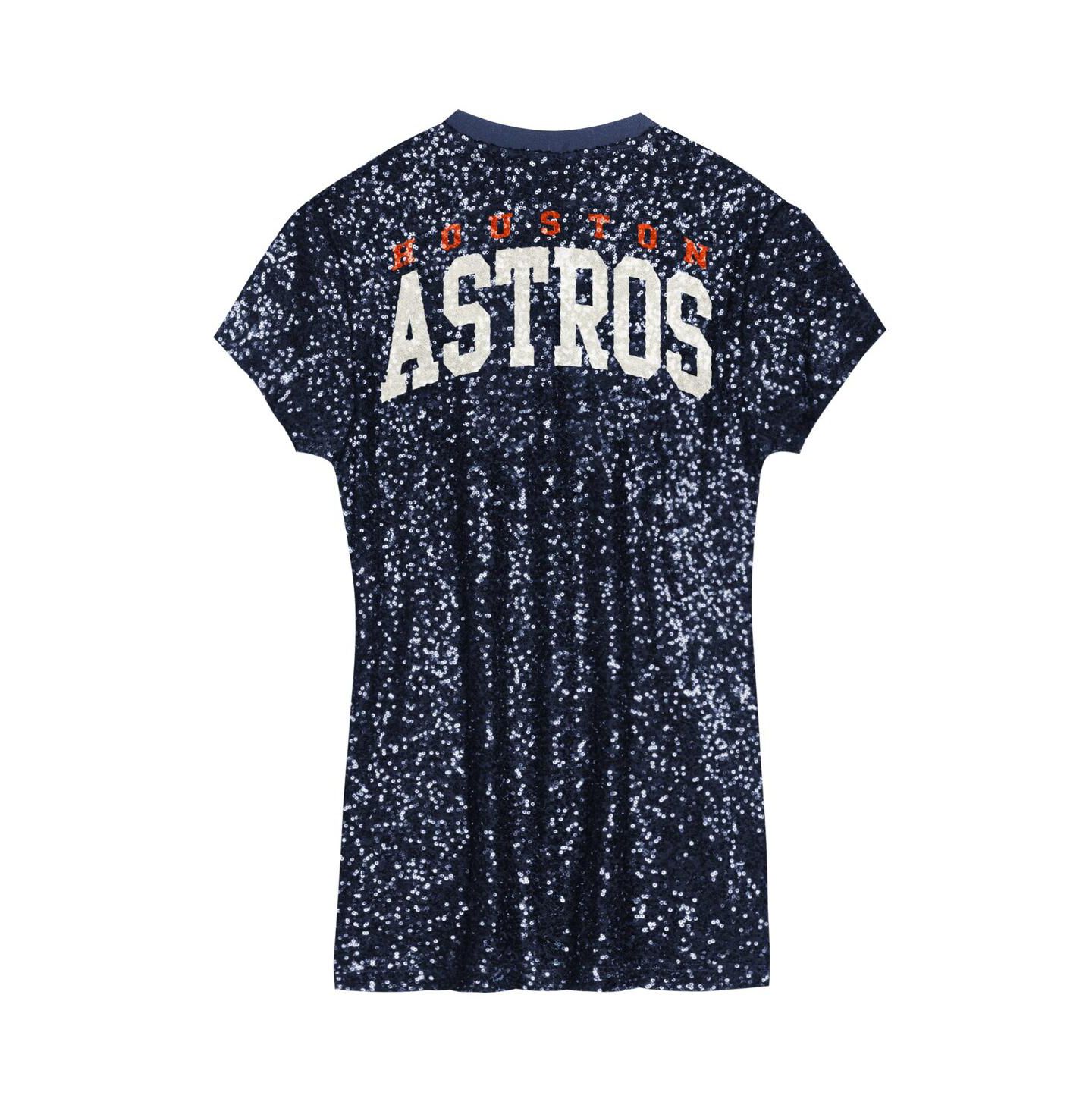 Платье Outerstuff Youth Navy Houston Astros Sequin V-Neck Dress для девочек — фото 3