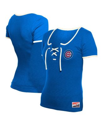 New Era - Women's Royal Chicago Cubs Throwback Lace Up T-Shirt