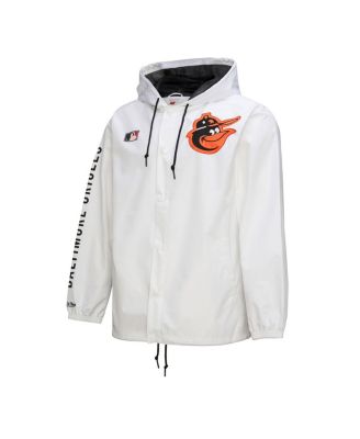 Men's White Baltimore Orioles Vintage Full-Snap Hooded Coaches Jacket