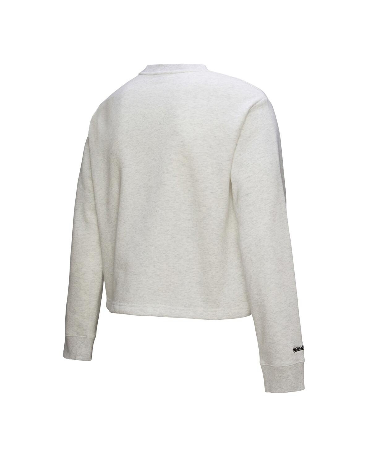 Mitchell & Ness Heather Gray New York Yankees Cropped Toggle Pullover Sweatshirt In Heather Gray