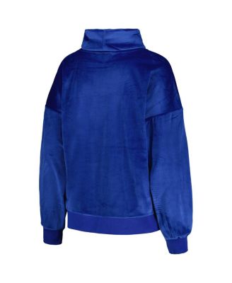 DKNY Women's Royal Los Angeles Rams Deliliah Rhinestone Funnel Neck Pullover Sweatshirt