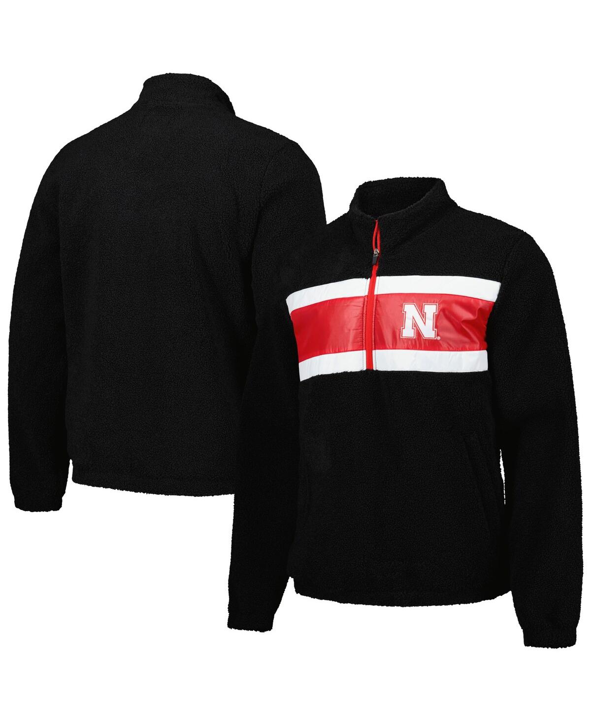 Men's Black Nebraska Huskers Pinch Runner Half-Zip Top - Black