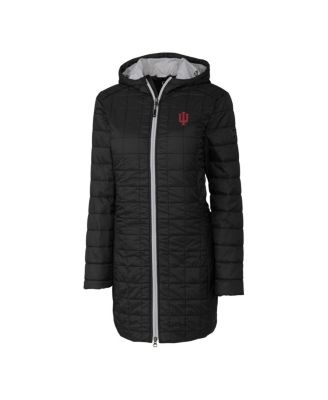 Women's Cutter Buck Black Indiana Hoosiers Rainier PrimaLoft Eco Hooded Long Coat